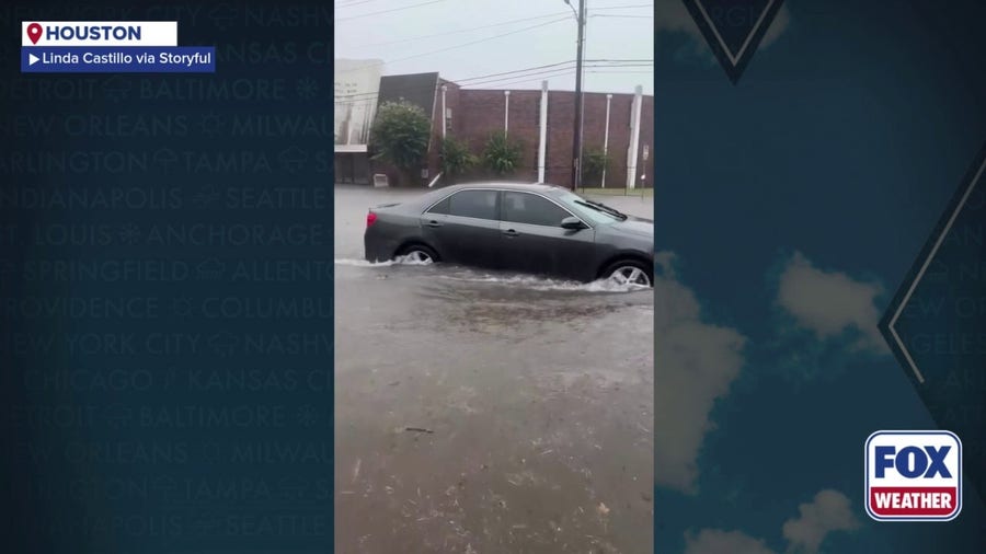 Watch: Houston flooding turns roads to rivers