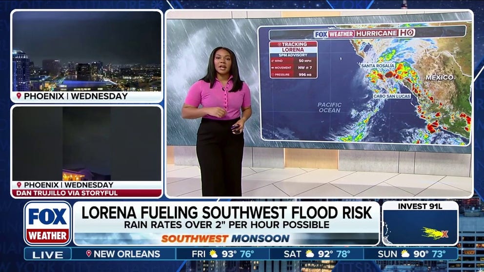 Though Tropical Storm Lorena is weakening and expected to begin dissipating on Friday, the storm is fueling the flood risk for the Southwestern U.S. and Mexico into the weekend.