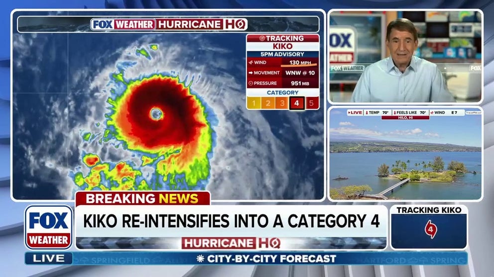 Hurricane Kiko zoomed back up to 130 mph peak wind speeds Friday afternoon as it sat some 1,200 miles east of Hawaii, but the storm is expected to weaken considerably before it reaches close to the state.