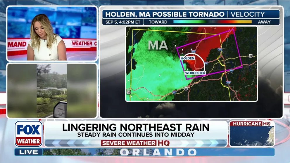 Powerful thunderstorms tore across portions of the Northeast and New England on Saturday, including reports of a tornado in Massachusetts. FOX Weather Meteorologist Haley Meier has the latest on Sunday, Sept, 7, 2025.