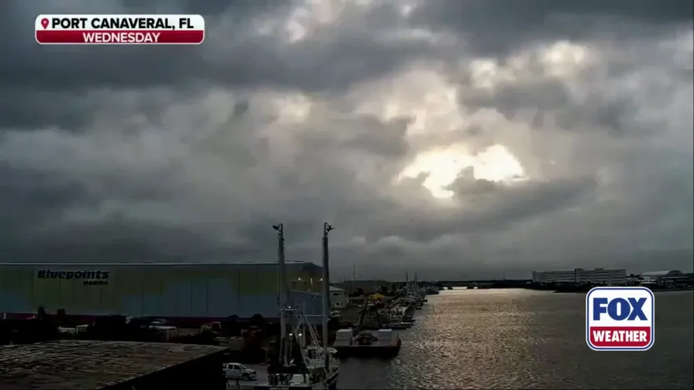 A time lapse video shows rain moving over Port Canaveral in Florida on Wednesday, Sept. 10. Florida has seen days of rain leading to a flood threat this week.