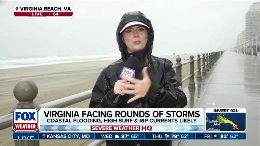 Coastal storm lashes Virginia and North Carolina with wind, rain and rough surf