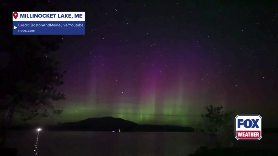 Northern lights dance over Maine Monday