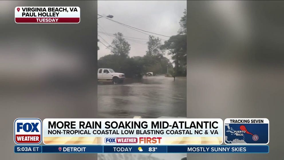 The coastal storm that slammed Virginia and North Carolina is mostly onshore over Virginia. Widespread heavy rain remains likely into early Wednesday. Most areas will see 2 to 3 inches of rain, with pockets of 3 to 5 inches possible depending on how long the system lingers. Some rain will push in New Jersey and even New York City as the storm begins to move out to sea later on Wednesday.