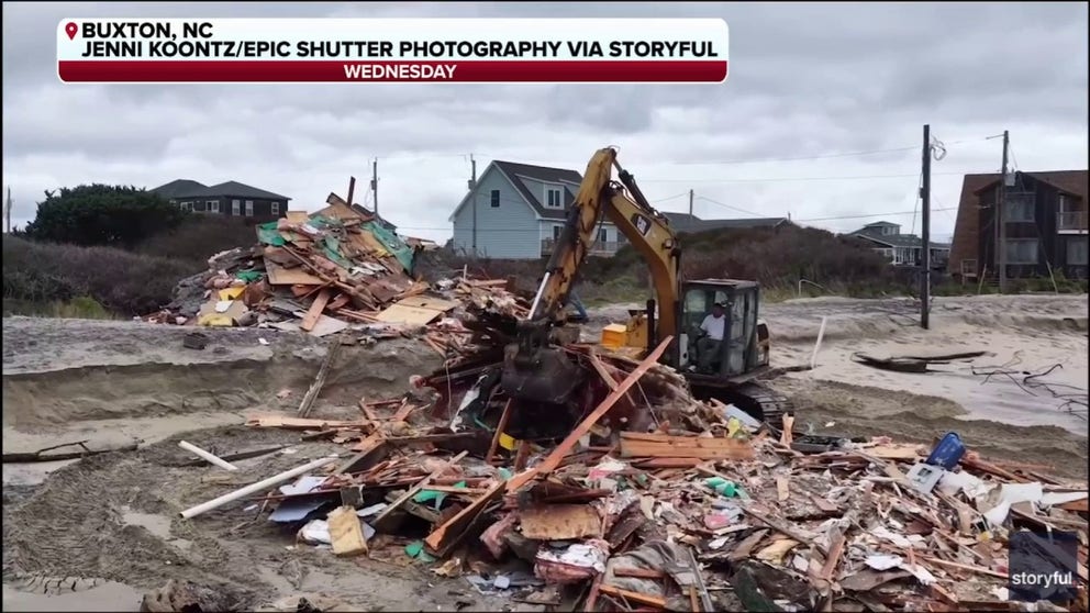 The National Park Service (NPS) along the Cape Hatteras National Seashore is warning people to watch out for debris along the beach in Buxton, North Carolina, after an unoccupied home collapsed into the Atlantic Ocean Tuesday afternoon.