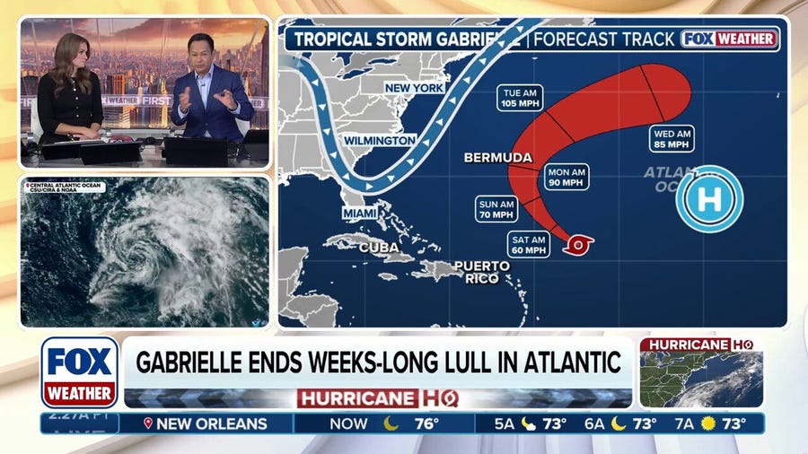 Tropical Storm Gabrielle expected to become hurricane by Sunday