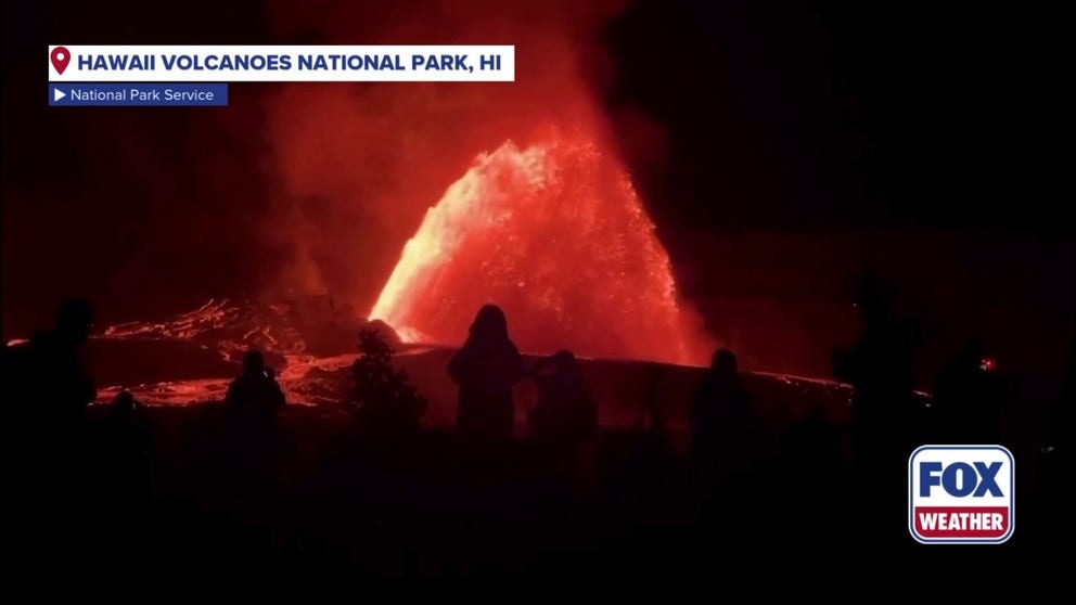 Hawaii Volcanoes National Park was aglow in neon orange Thursday night, during the most recent eruption episode of Mount Kilauea.