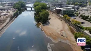 Grand River in Grand Rapids shows extremely low levels as western Michigan faces bad drought