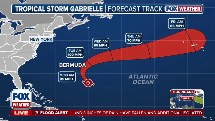 Tropical Storm Gabrielle likely to become hurricane on Sunday
