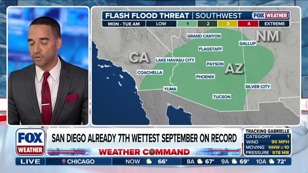 An area of low pressure is setting up just off the coast of Southern California and will bring another round of unseasonable rain and potential flooding to the region, as well as parts of Arizona and the lower Colorado River Basin. While more rain is expected across the region beginning Monday, the highest potential for flash flooding in parts of Southern California will occur Tuesday and Wednesday.