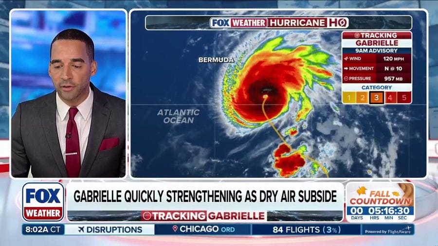 Gabrielle rapidly intensifies into major hurricane near Bermuda