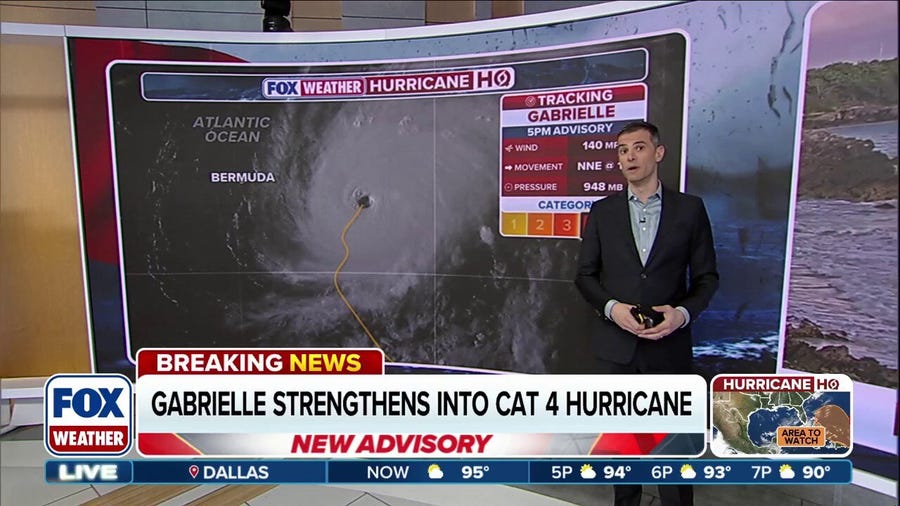 Hurricane Gabrielle strengths into Category 4 storm
