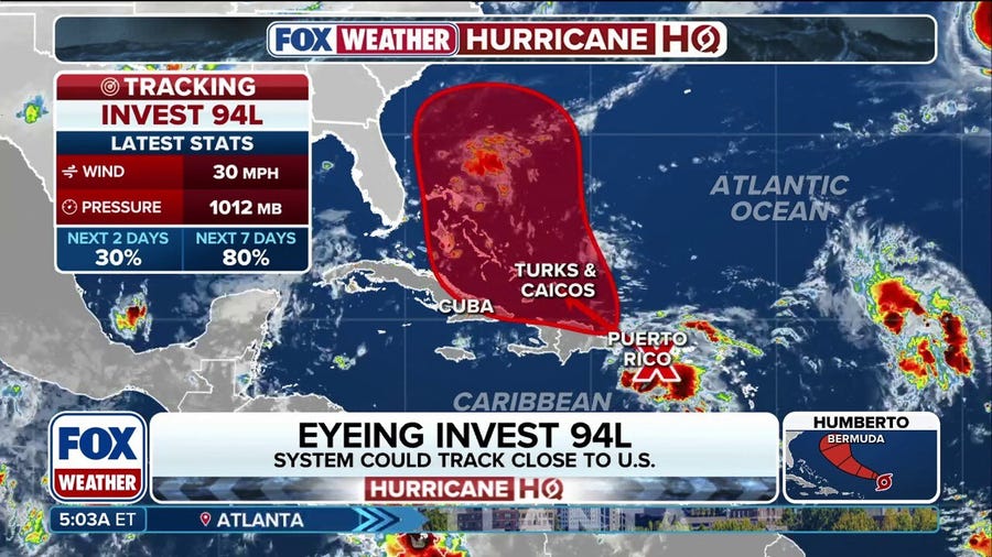 U.S. East Coast eyes tropical development of Invest 94L
