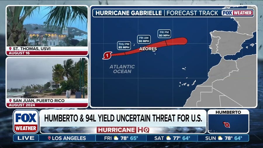 Hurricane Gabrielle expected to impact the Azores in the Atlantic Ocean