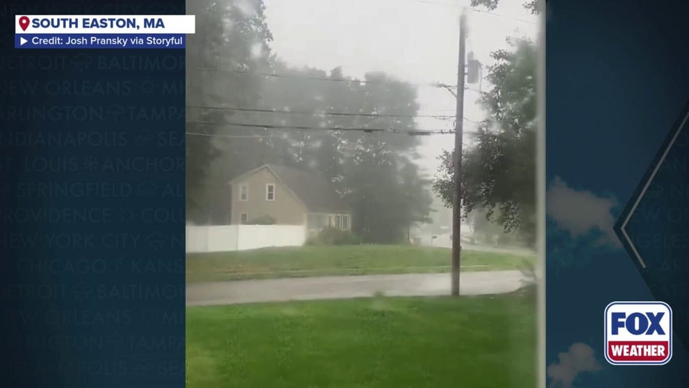 Video northeast of Providence shows heavy rain in South Easton, Massachusetts during some severe storms on Thursday.?