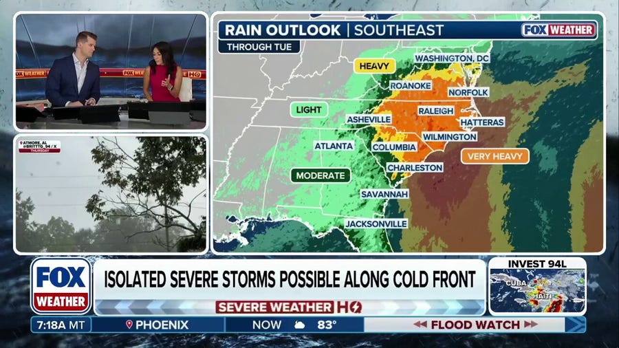 Cold front, tropical moisture fueling flood threat in Carolinas