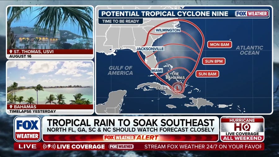 Tropical rain to soak Southeast as PTC 9 creeps toward US