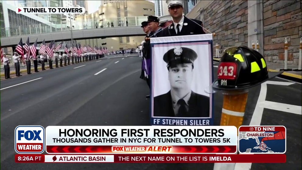 Nearly 40,000 runners and walkers are honoring those lost during the 9/11 attacks on Sunday as they complete the Tunnel to Rowers 5K in New York City. FOX Weather Meteorologist Bayne Froney ran the 5K and finished the race Westport Cadet Colin Rex. This segment is sponsored by Tunnel to Towers Foundation.