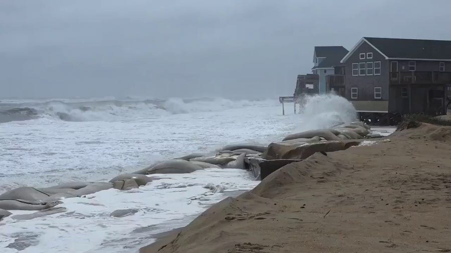 Rough surf from double hurricanes threatens Outer Banks homes 