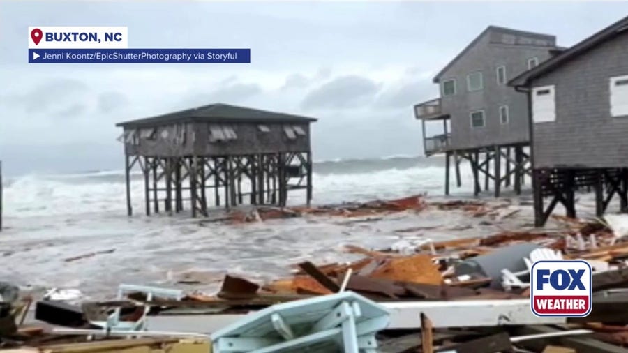 Watch: North Carolina homes collapse into Atlantic due to impacts of Hurricane Imelda