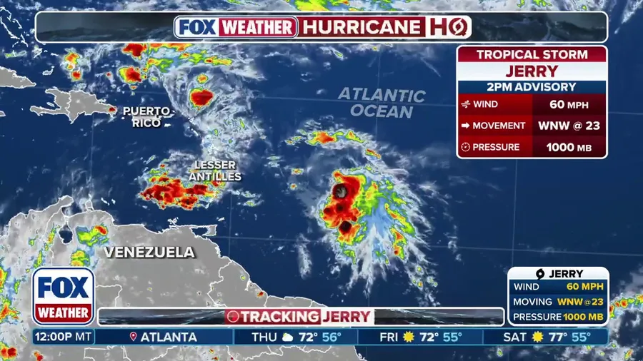 Tropical Storm Jerry growing in the Atlantic