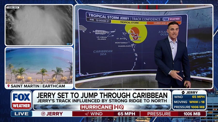 Tropical Storm Jerry set to jump through the Caribbean