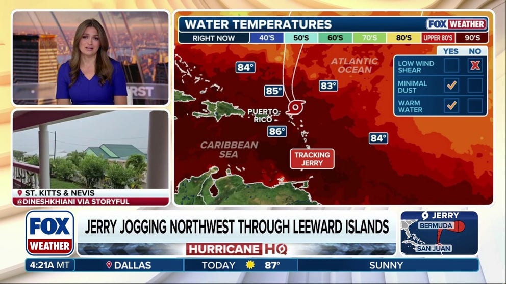 Tropical Storm Jerry was lashing some of the northern Leeward Islands Friday bringing heavy rains and flash flooding threats.