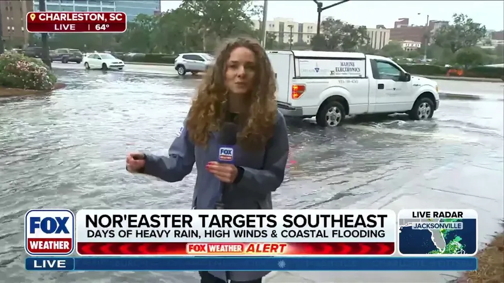 Charleston is seeing intense flooding as high tide hits the city. FOX Weather Meteorologist Bayne Froney gives us a look into how high the water has come so far, as cars drive through flooded streets.