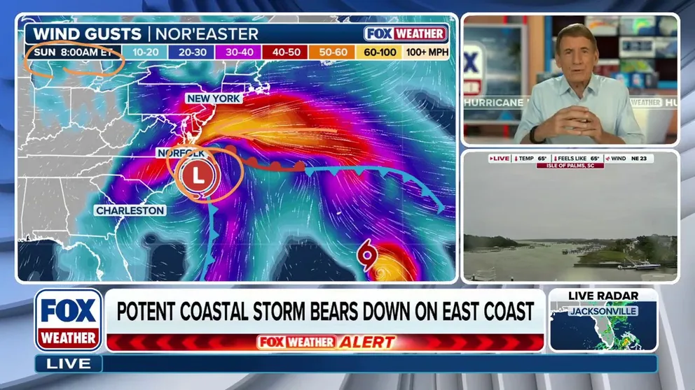 Ahead of the dangerous nor'easter brewing along the East Coast this weekend FOX Weather Hurricane Specialist Bryan Norcross broke down the storm and discussed how and when the effects of the October storm will be felt. Additionally, Norcorss discusses the path of Tropical Storm Jerry as it moves through the Caribbean. 