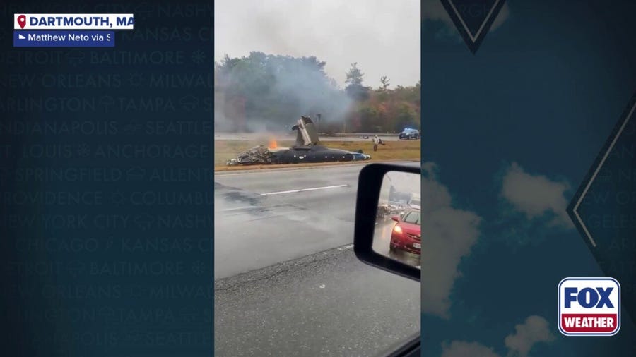 Watch: Plane crashes onto Massachusetts highway during nor'easter
