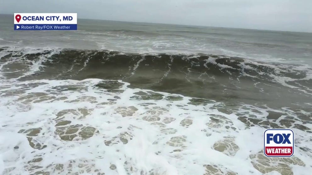 Drone video from FOX Weather Correspondent shows the never-ending swells pounding the shores of Ocean City, Maryland, this week during ongoing nor’easter impacts. 