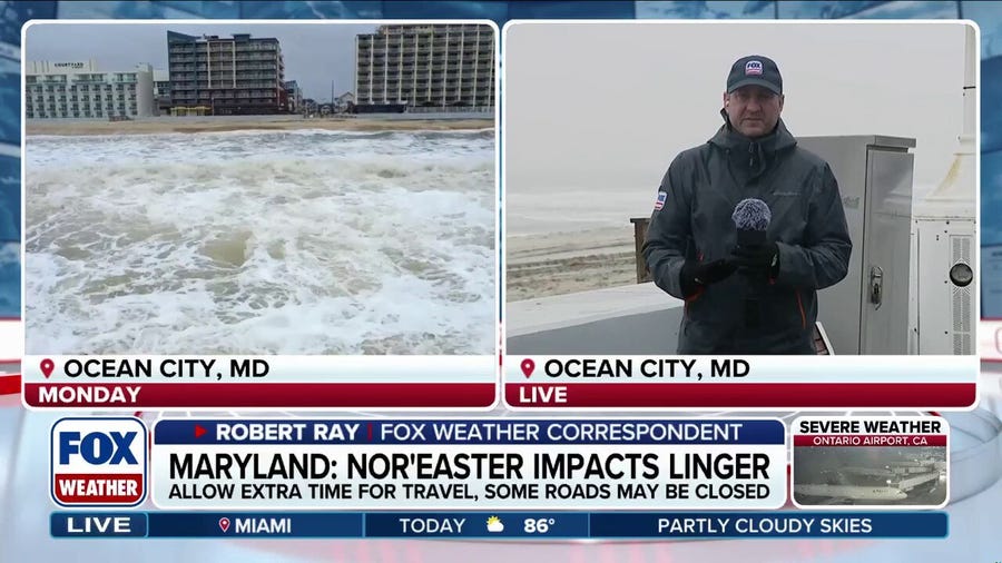 Rain, gusty winds continue in Maryland as nor’easter begins to wind down