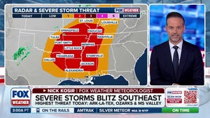 Severe storms target the Lower Mississippi Valley Saturday