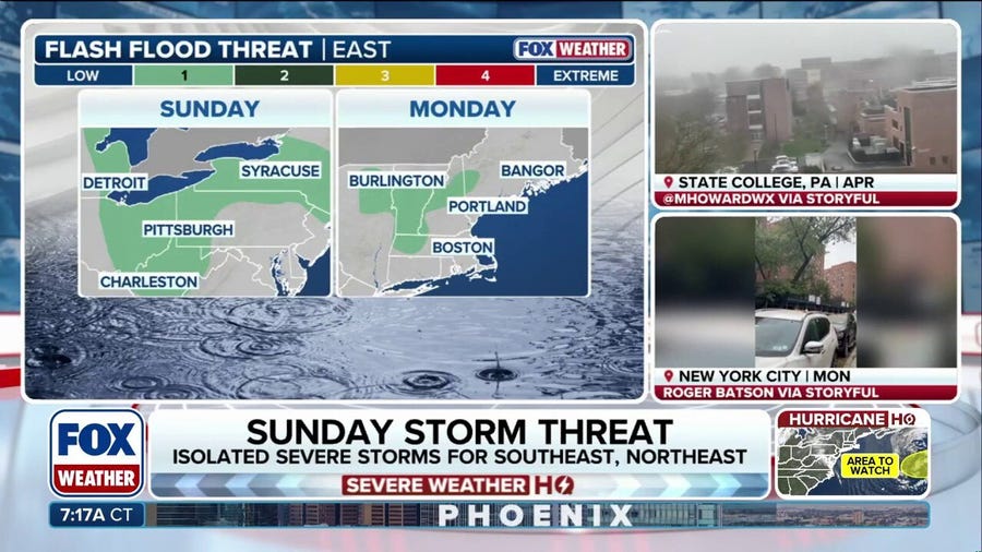 Sunday storm threat to bring soaking rains to Northeast