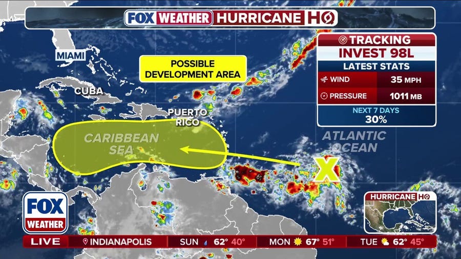 Tropical disturbance eyeing Caribbean designated Invest 98L