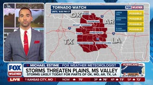 Storms threaten plains, Mississippi Valley as tornado watches issued