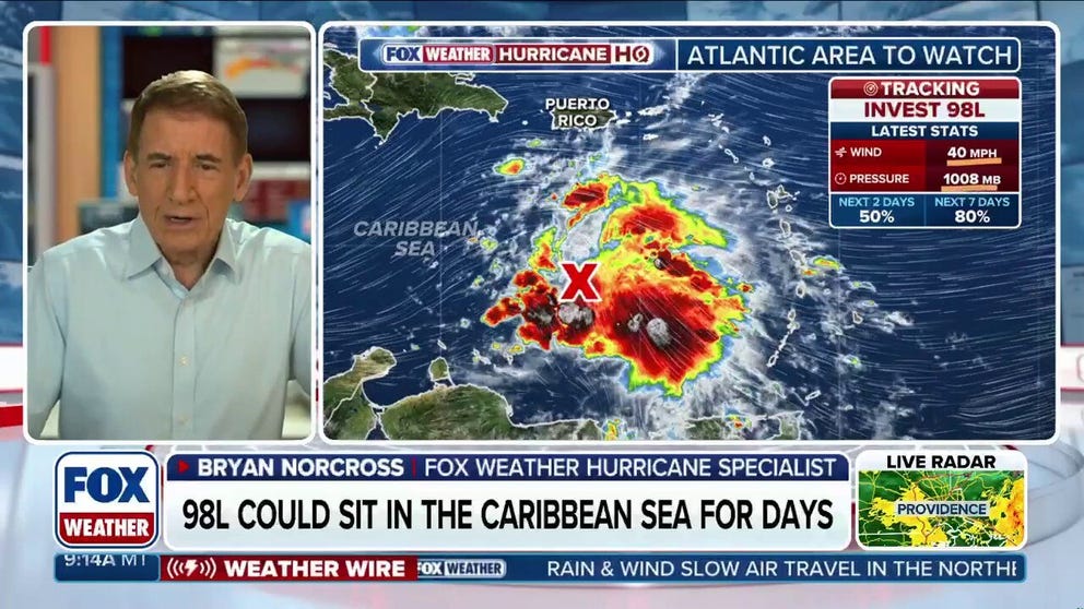 FOX Weather Hurricane Specialist Bryan Norcross breaks down the latest forecast and conditions for Invest 98L, which is likely to become Tropical Storm Melissa this week. 