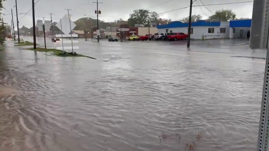 Streets flooded in Erie, Pennsylvania, after heavy lake-effect rain