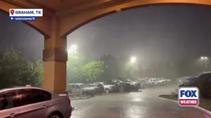 Storms sweep across Graham, Texas, ahead of more severe weather