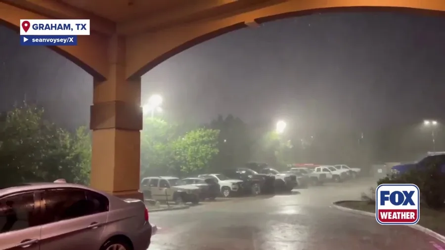 Storms sweep across Graham, Texas, ahead of more severe weather