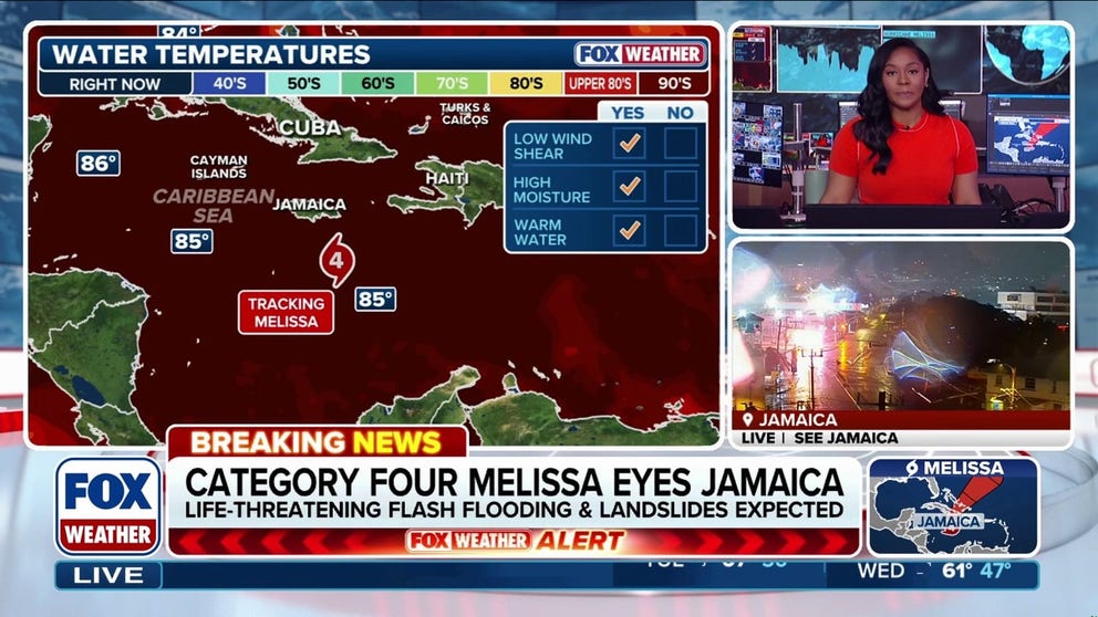The situation is becoming more dire in Jamaica as the island nation braces for catastrophic impacts from Hurricane Melissa, when underwent rapid intensification into a Category 4 hurricane on Sunday morning. FOX Weather Meteorologist Kiyana Lewis has the latest on Oct. 26, 2025.