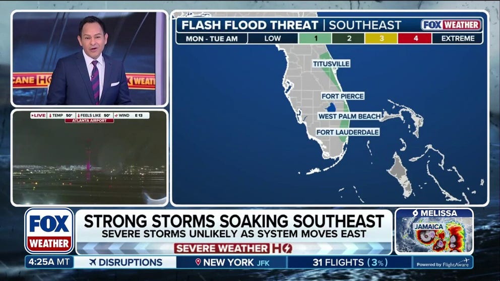 More than 19 inches of rain fell in just a few hours in Lake County, Florida Sunday night, leading the National Weather Service Office in Melbourne to issue a Flash Flood Emergency. The flooding was caused by severe thunderstorms that rolled through the Gulf Coast Sunday night into Monday morning. More rounds of storms will move through the region Monday afternoon.
