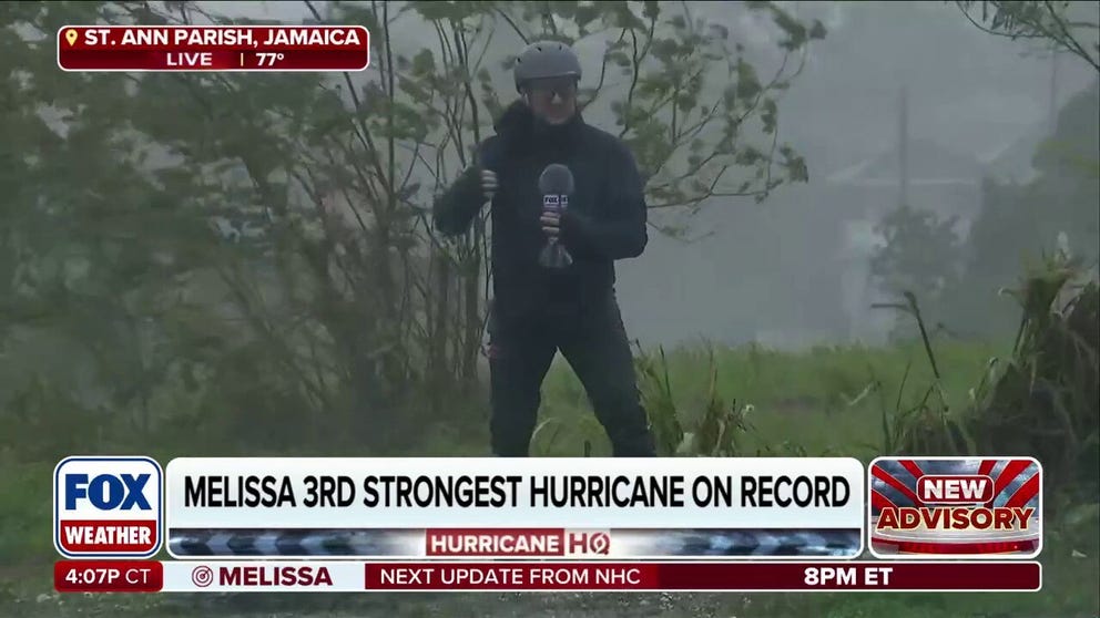 FOX Weather Correspondent Robert Ray is facing the intense winds and rain bands from Hurricane Melissa after the major hurricane made landfall in Jamaica.