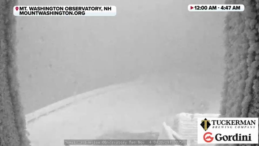 Watch: Insane winds topping 100 mph gust on New Hampshire's Mount Washington
