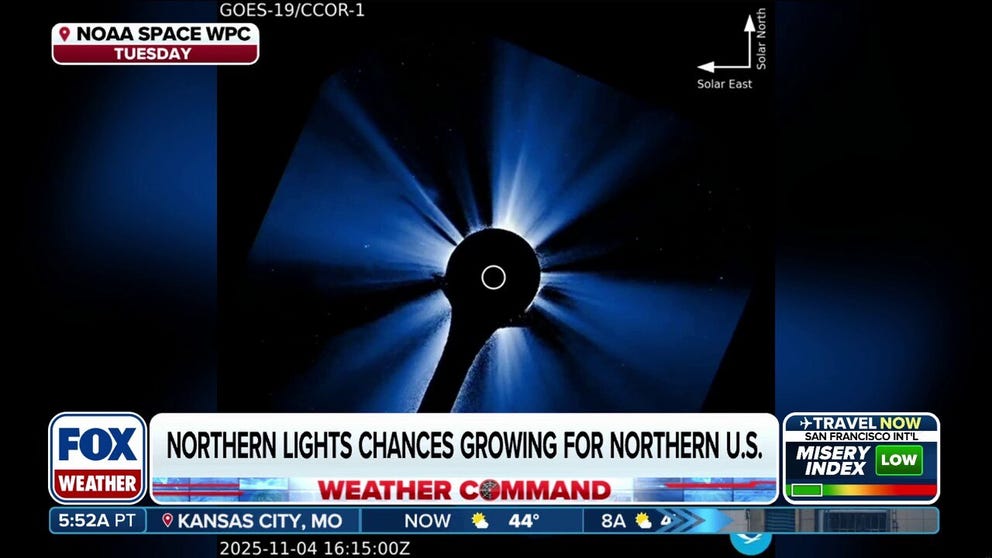 A strong geomagnetic storm watch has been issued for Thursday and Friday, meaning there's an increasing chance of seeing the Northern Lights in the Northern U.S. FOX Weather Meteorologist Michael Estime breaks down the details: 