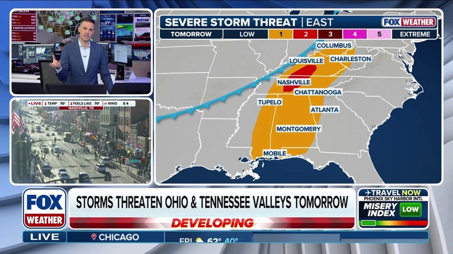 More than 20 million across the Ohio and Tennessee Valleys under severe storm threat on Friday