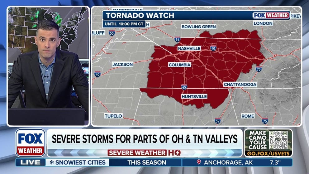 Image for Tornado Watch issued for parts of Tennessee, Kentucky, Alabama | Latest Weather Clips