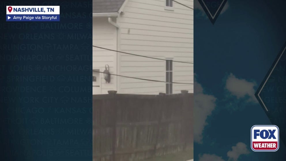 Video from Friday nights shows winds knocking leaves off the trees during severe weather in Nashville. 