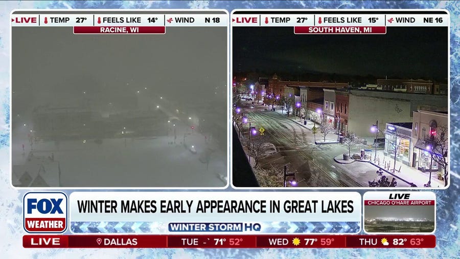 Lake-effect snow pelts Chicago, Midwest and Northeast across Great Lakes