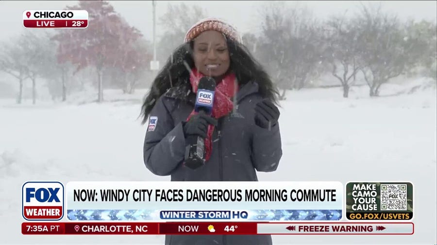Powerful band of lake-effect snow blasts downtown Chicago, amid shifting winds